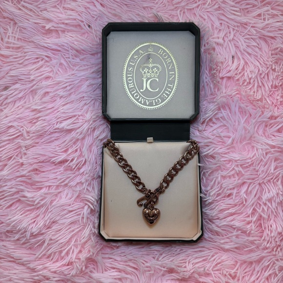 ✨RARE✨ Juicy Couture Rose Gold Puffed Heart Necklace with Original Box 💖 - Picture 8 of 10